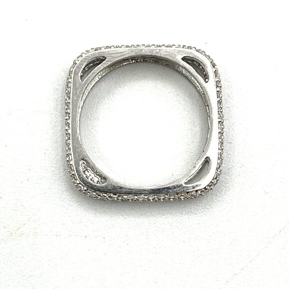 Sterling Silver Square Micro Pave Cubic Zirconia Eternity Band Ring 8.25 New - Picture 8 of 10